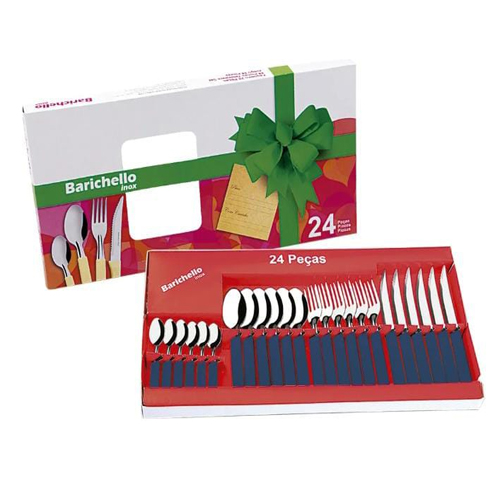 Juego de cubiertos 24 piezas cuchillas de acero inoxidable mango de polipropileno