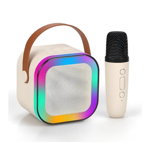 Parlante Bluetooth Mini Portátil Led RGB Karaoke 1 Micrófono