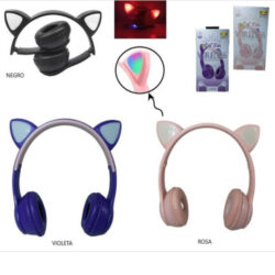 Auriculares Bluetooth Gatito Con Luz